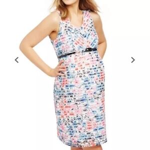 Motherhood Maternity Dress Sheath Jacquard Lace Maternity Floral Dress small